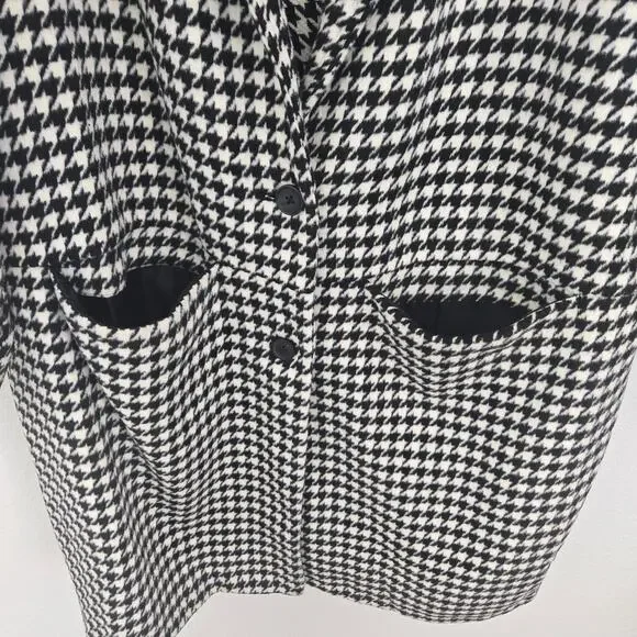 Old Navy Women's 3X Black & White Houndstooth Overcoat Button Up Long Cardigan - Picture 3 of 7